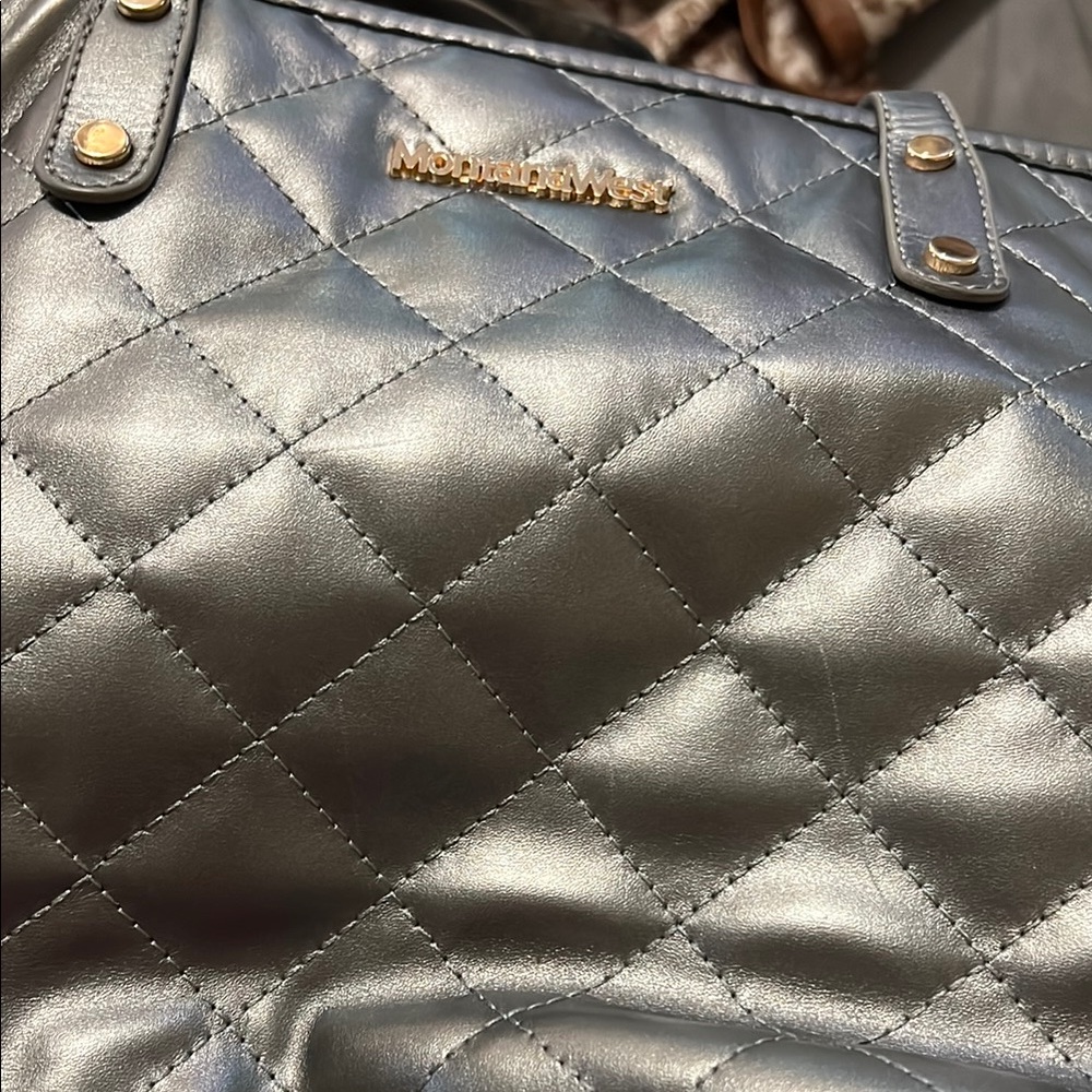 Montana West Silver Quilted Tote Bag - Picture 5 of 5